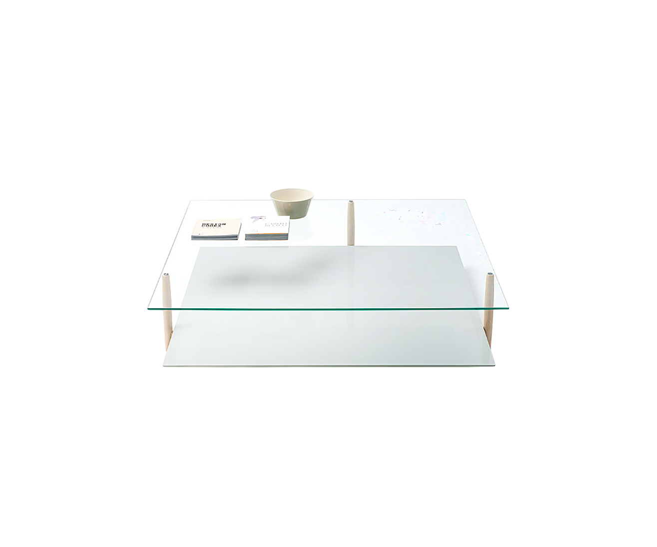 Modern Harvey Square Side Table by Paola Lenti Crafted with Wood and Glass Elements Casa Design Group