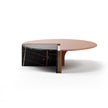 Helena Coffee Table by Capital with a lacquered round top, marble insert, and metallic accents.