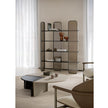 Helena Coffee Table by Capital with a lacquered round top, marble insert, and metallic accents.