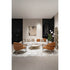 Helena Coffee Table by Capital with a lacquered round top, marble insert, and metallic accents.