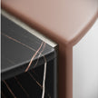 Helena Coffee Table by Capital with a lacquered round top, marble insert, and metallic accents.