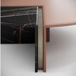 Helena Coffee Table by Capital with a lacquered round top, marble insert, and metallic accents.