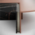 Helena Coffee Table by Capital with a lacquered round top, marble insert, and metallic accents.