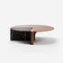 Helena Coffee Table by Capital with a lacquered round top, marble insert, and metallic accents.