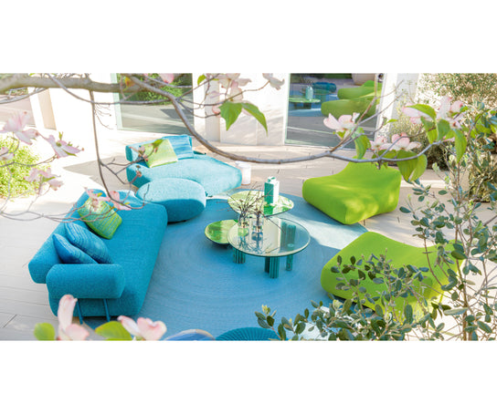 Contemporary Helico Outdoor Coffee Table by Paola Lenti Combining Majolica and Glass for a Sophisticated Design Casa Design Group