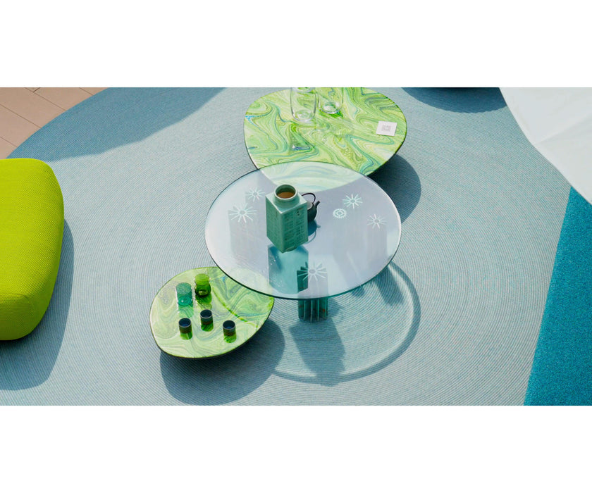 Contemporary Helico Outdoor Coffee Table by Paola Lenti Combining Majolica and Glass for a Sophisticated Design Casa Design Group