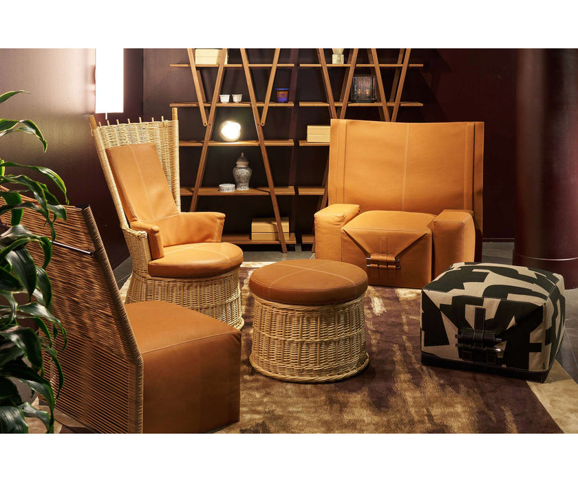 Hotte Lounge Chair by Cassina designed by Philippe Starck with a sculptural high back and upholstered seat.