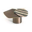 Incanto marble and metal coffee table by Rugiano with overlapping organic tops and a cylindrical base.