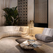 Incanto marble and metal coffee table by Rugiano with overlapping organic tops and a cylindrical base.