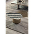 Incanto marble and metal coffee table by Rugiano with overlapping organic tops and a cylindrical base.