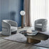 Incanto marble and metal coffee table by Rugiano with overlapping organic tops and a cylindrical base.