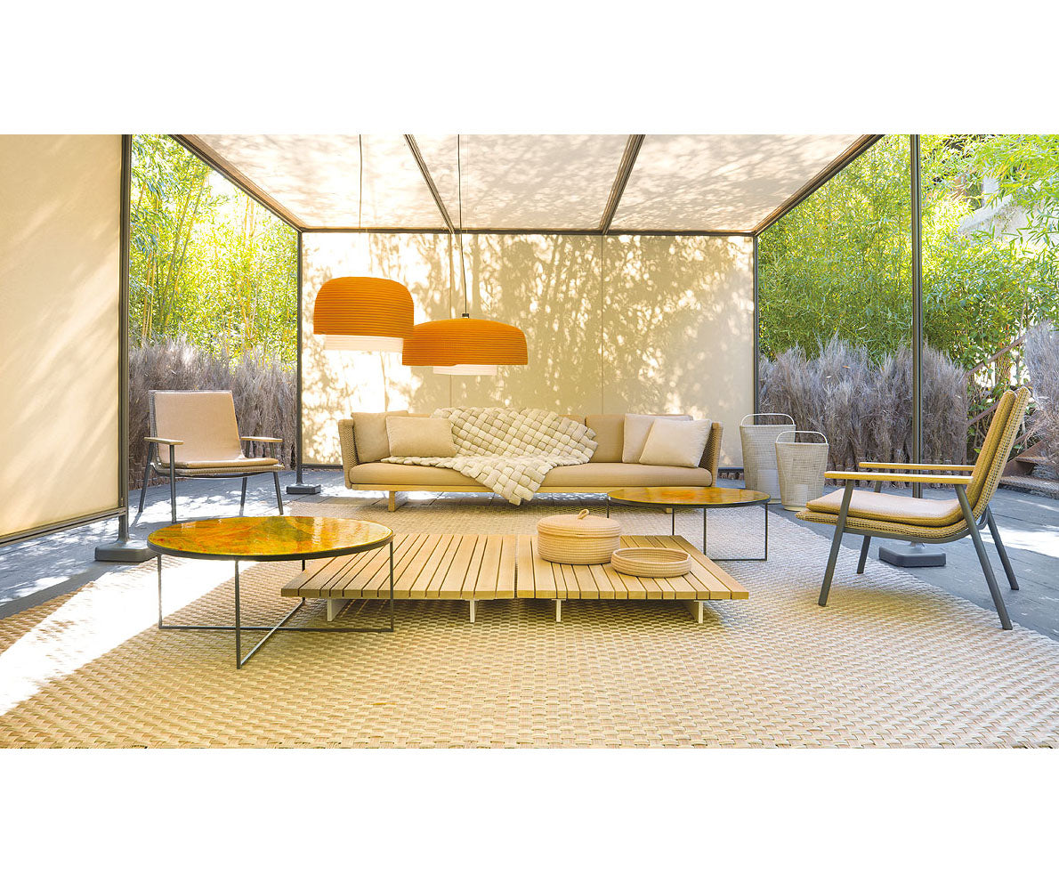 Handwoven Jali Outdoor Rug by Paola Lenti with a Stylish Fringe Edge Casa Design Group