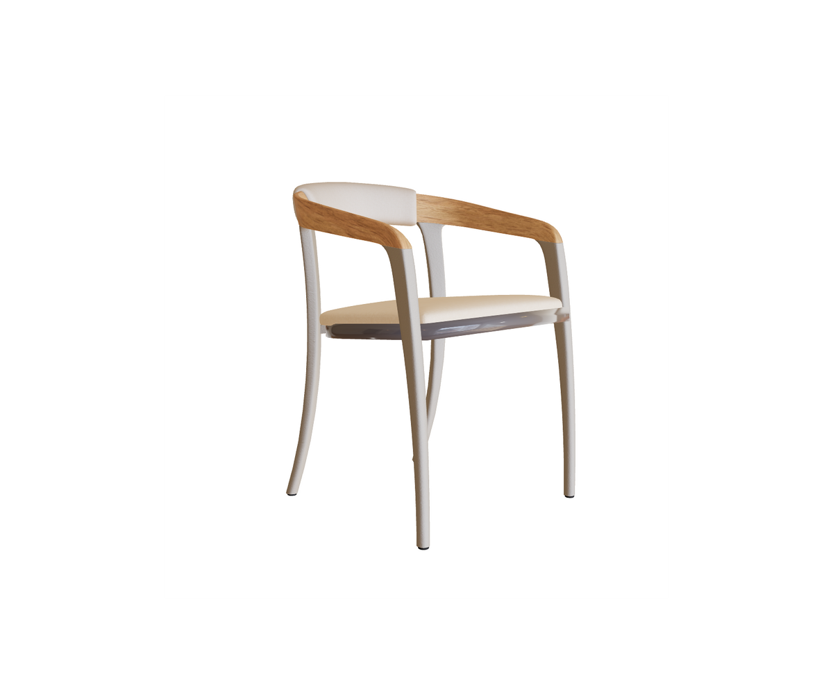 Stylish Teak and Aluminum with Olefin Fiber Jive Outdoor Dining Armchair by Royal Botania Casa Design Group