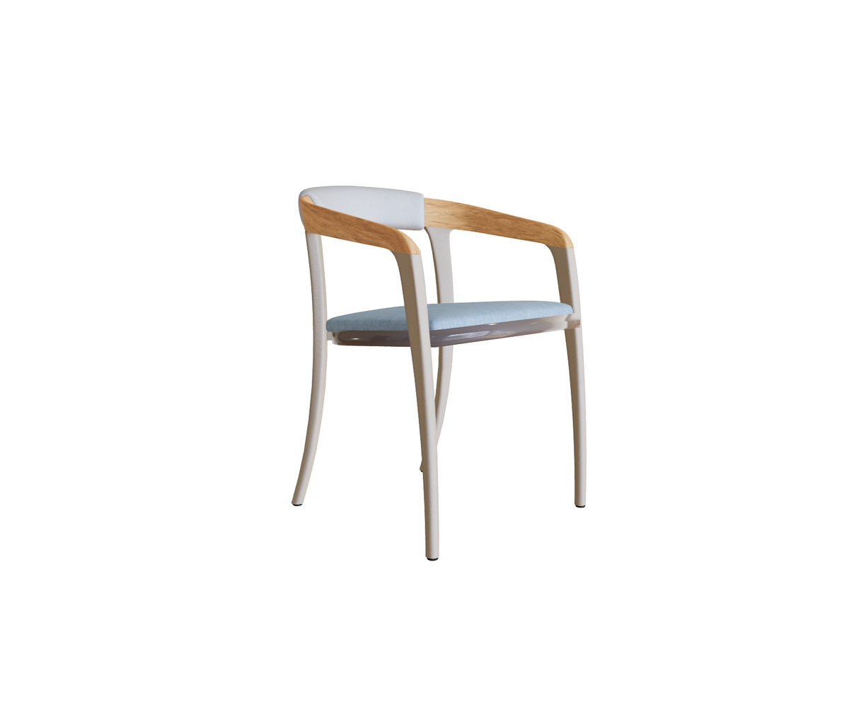 Stylish Teak and Aluminum with Olefin Fiber Jive Outdoor Dining Armchair by Royal Botania Casa Design Group