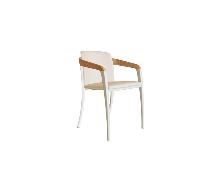 Elegant Teak and Aluminum Jive Outdoor Dining Armchair by Royal Botania Casa Design Group