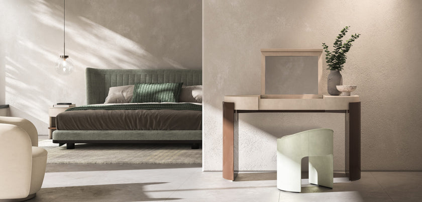 Jules Vanity with Concealed Mirror and Leather Top by CPRN Homood | Casa Design Group