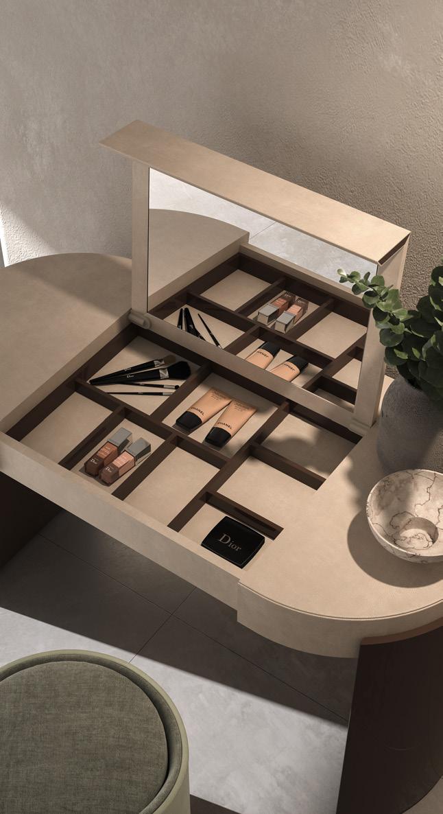 Jules Vanity with Concealed Mirror and Leather Top by CPRN Homood | Casa Design Group