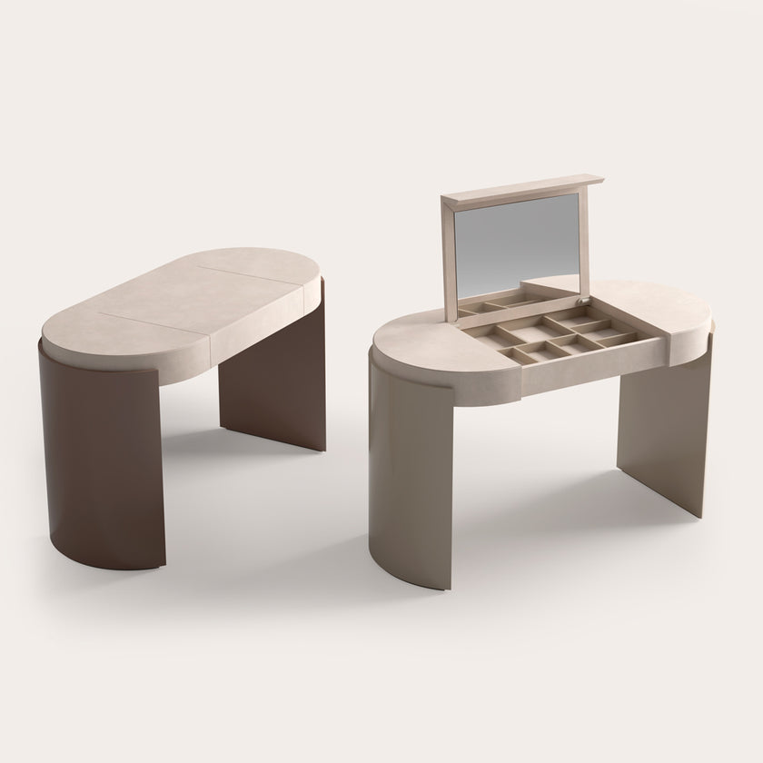Jules Vanity with Concealed Mirror and Leather Top by CPRN Homood | Casa Design Group