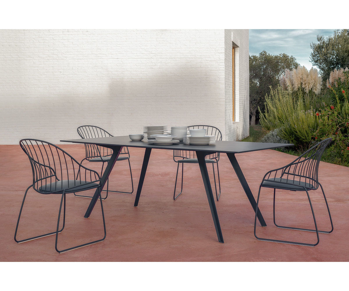 Modern Katana Outdoor Rectangular Table with Metal Legs and Porcelain Stoneware Top by Potocco | Casa Design Group