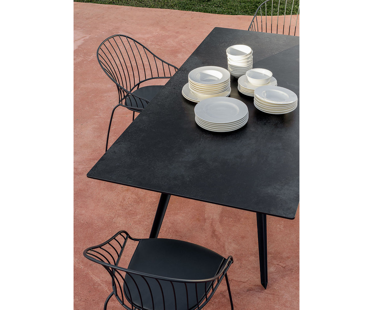 Modern Katana Outdoor Rectangular Table with Metal Legs and Porcelain Stoneware Top by Potocco | Casa Design Group