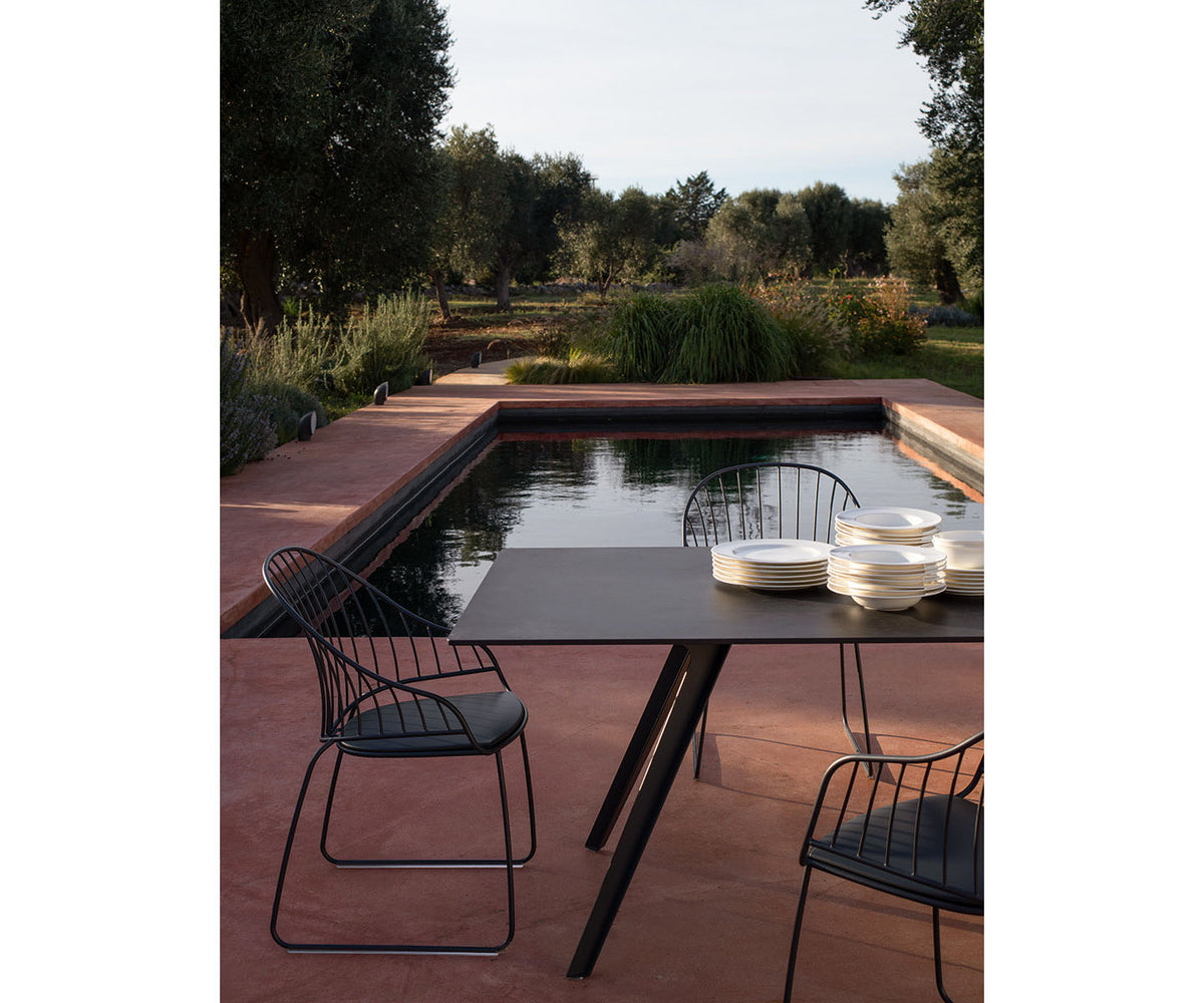 Modern Katana Outdoor Rectangular Table with Metal Legs and Porcelain Stoneware Top by Potocco | Casa Design Group