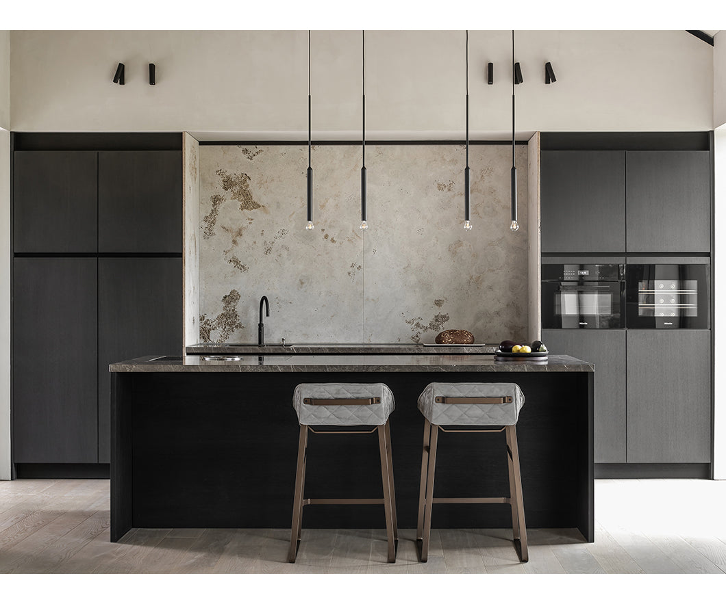 Modern upholstered Kekke Bar Stool by Piet Boon with steel frame – Casa Design Group