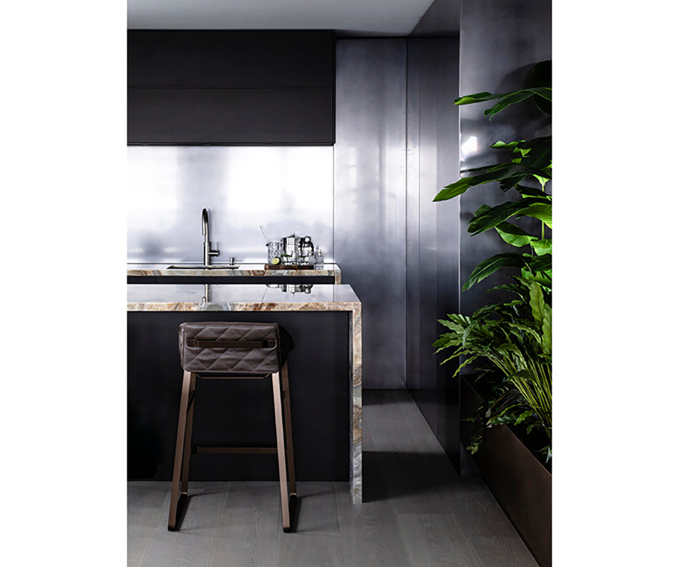 Modern upholstered Kekke Bar Stool by Piet Boon with steel frame – Casa Design Group