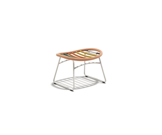 Kida Footstool by Dedon with striped Fiber wrap and cushioned seat – Casa Design Group