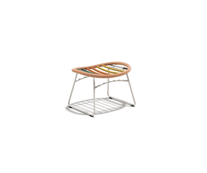Kida Footstool by Dedon with striped Fiber wrap and cushioned seat – Casa Design Group