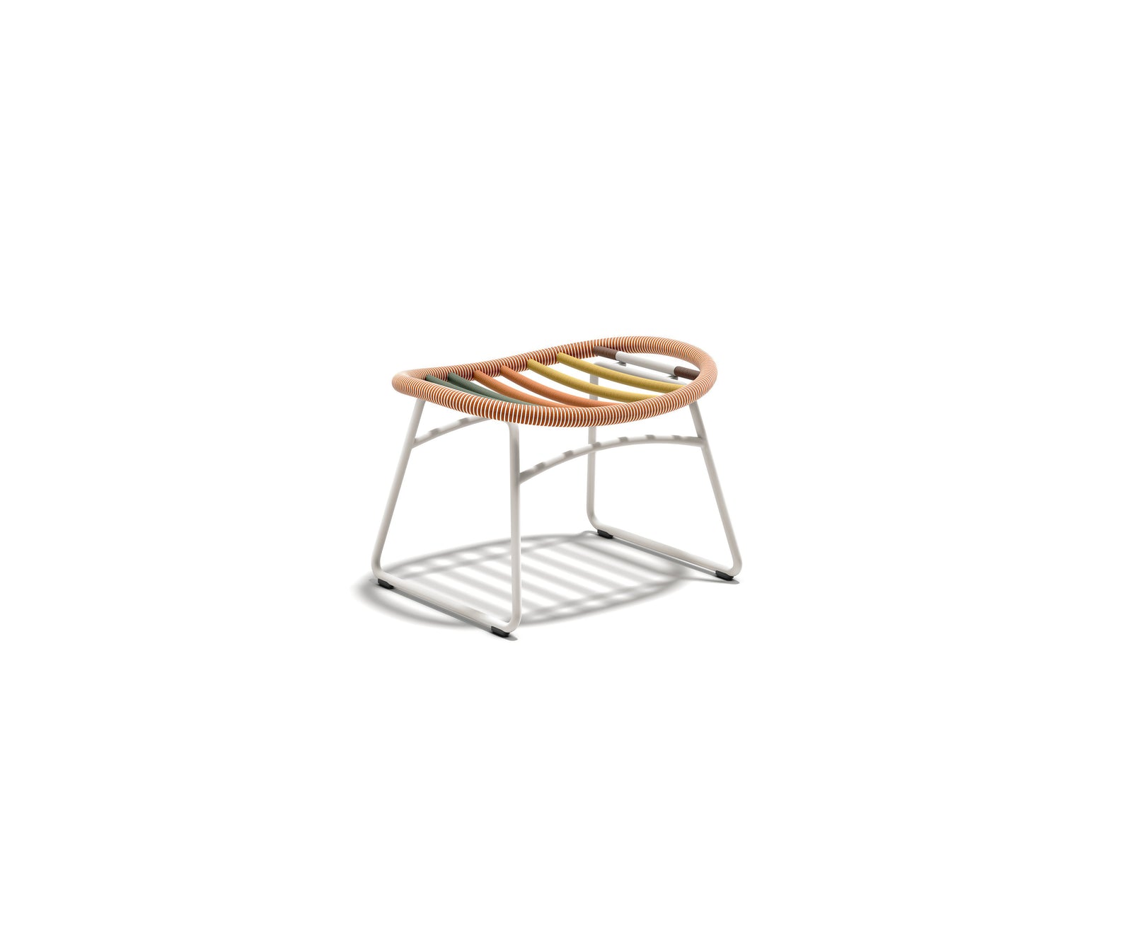 Kida Footstool by Dedon with striped Fiber wrap and cushioned seat – Casa Design Group