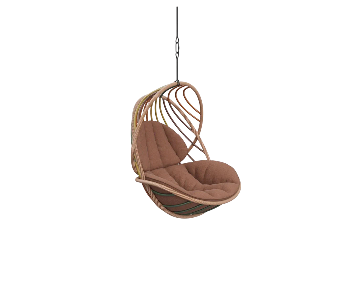 Luxury Kida Hanging Lounge Chair by Dedon | Airy Outdoor Design by Stephen Burks with Cradle-Like Form | Casa Design Group