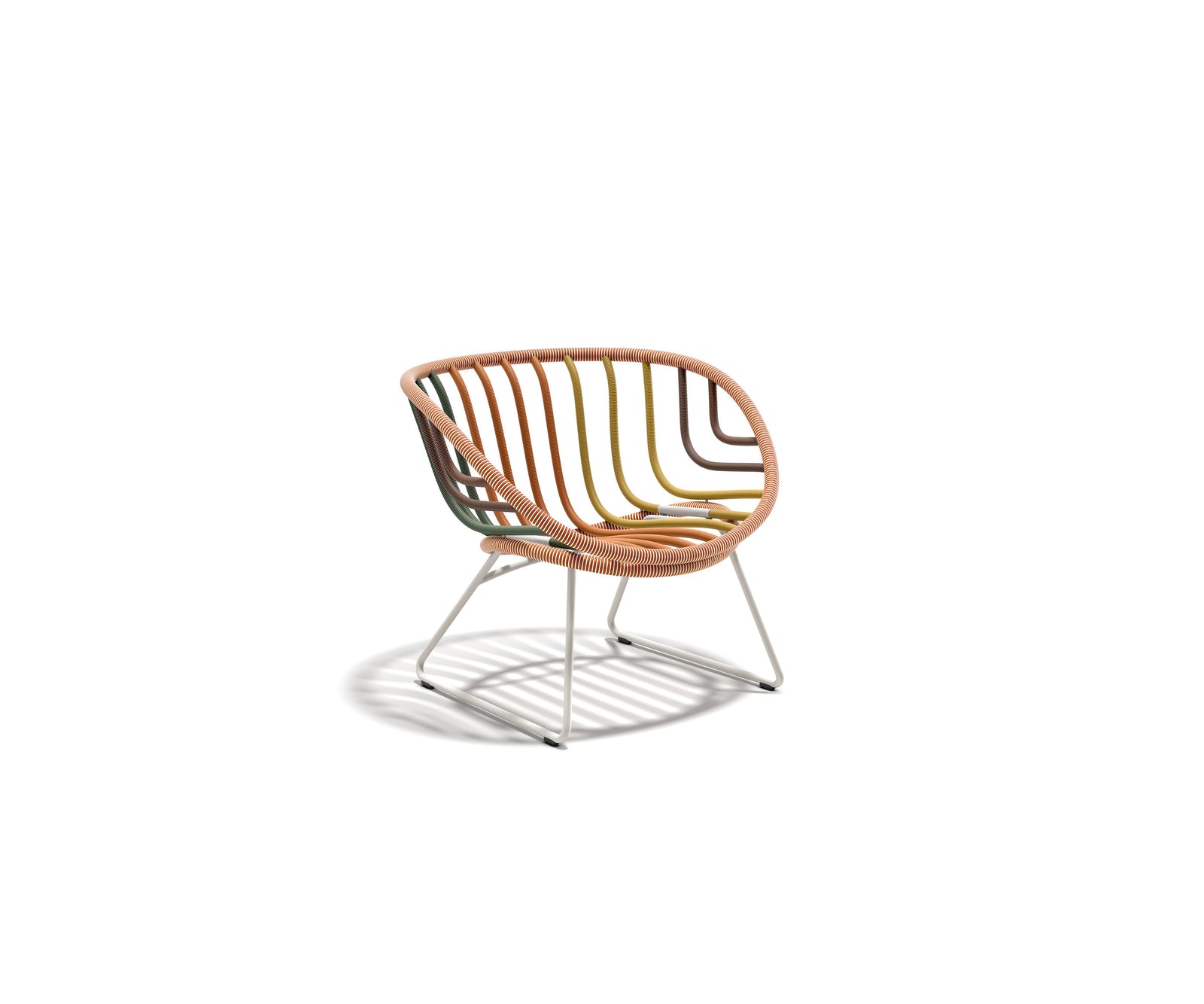 Kida Lounge Chair by Dedon with sculptural frame and striped Fiber wrap – Casa Design Group