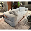 Klem floor sample sofa by Porada with Canaletta walnut frame and upholstered seating | Casa Design Group