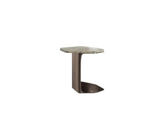 Kor Sculptural C Table with Natural Stone Top and Polished Steel Base by Baxter | Casa Design Group