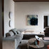 Kor Sculptural Coffee Table with Natural Stone Top and Polished Antiqued Steel Base by Baxter | Casa Design Group