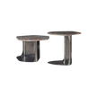 Kor Sculptural Side Table with Natural Stone Top and Polished Antiqued Steel Base by Baxter | Casa Design Group