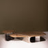 Kor Sculptural Side Table with Natural Stone Top and Polished Antiqued Steel Base by Baxter | Casa Design Group