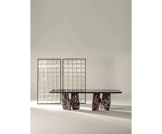 Frigerio Kumo Dining Table with sculptural marble base and refined contemporary design for luxury dining interiors Casa Design Group