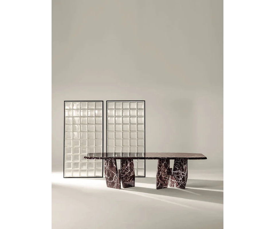Frigerio Kumo Dining Table with sculptural marble base and refined contemporary design for luxury dining interiors Casa Design Group