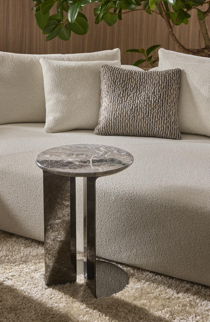 Kyle C Table with Marble Top and Folded Metal Base by Giulio Marelli | Casa Design Group
