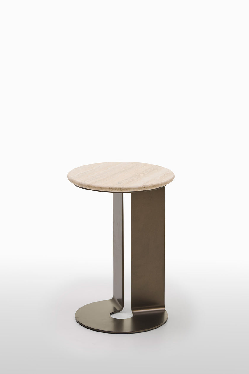 Kyle C Table with Marble Top and Folded Metal Base by Giulio Marelli | Casa Design Group