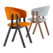 Lambda S Dining Chair with sculpted wooden double legs, curved upholstered backrest and padded seat by Accento | Casa Design Group