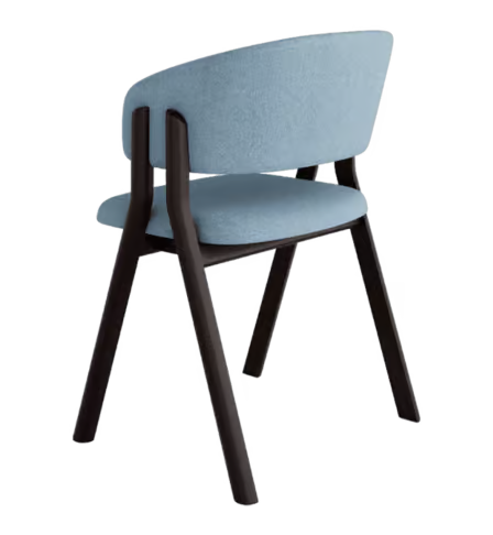 Lambda S Dining Chair with sculpted wooden double legs, curved upholstered backrest and padded seat by Accento | Casa Design Group