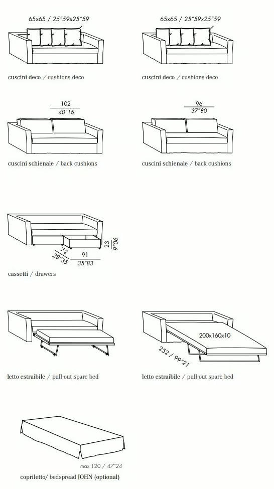 High End Law Sofa Bed by Meridiani Casa Design Group