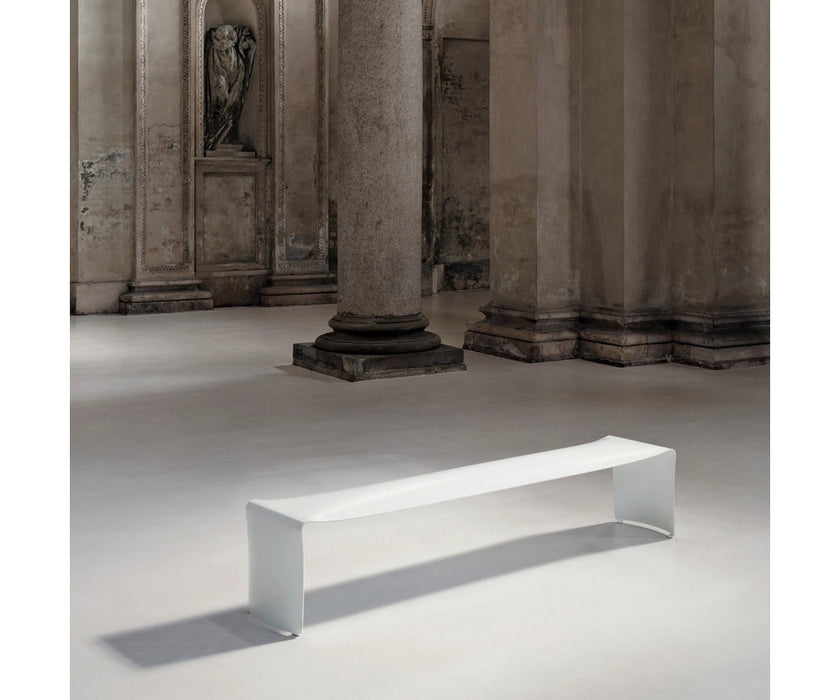 Le Banc Bench by MDF Italia designed by Xavier Lust in curved aluminum.