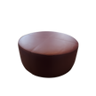 Contemporary burgundy leather round ottoman floor sample – Casa Design Group