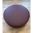 Contemporary burgundy leather round ottoman floor sample – Casa Design Group