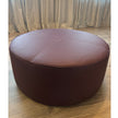 Contemporary burgundy leather round ottoman floor sample – Casa Design Group
