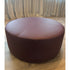 Contemporary burgundy leather round ottoman floor sample – Casa Design Group