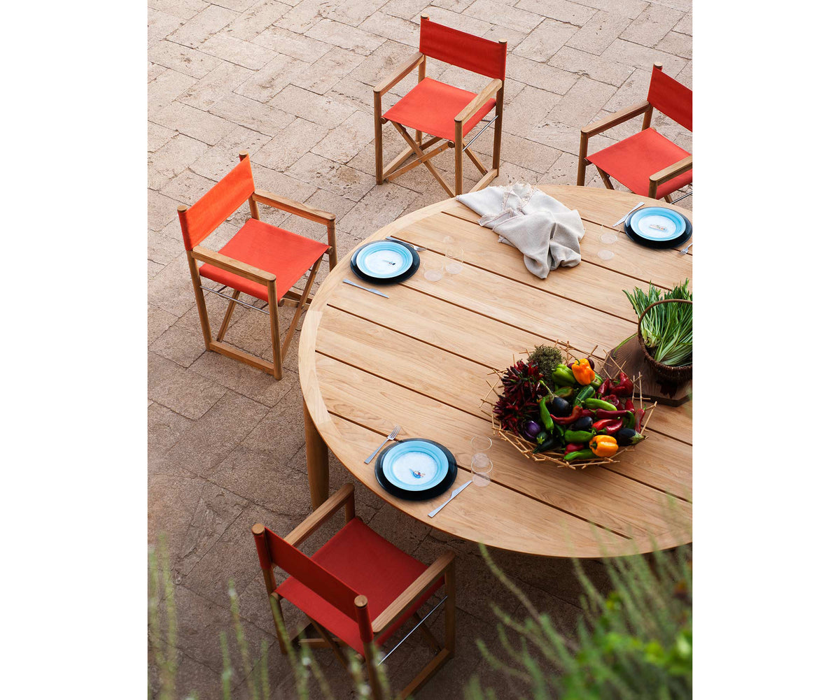 Modern Levante 021 Teak Round Outdoor Dining Table by Roda | Casa Design Group